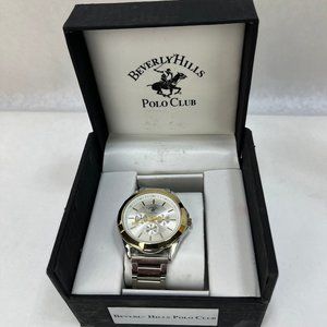 Beverly Hills Polo Club Men’s Watch Two Tone Bracelet Gold NEW BATTERY